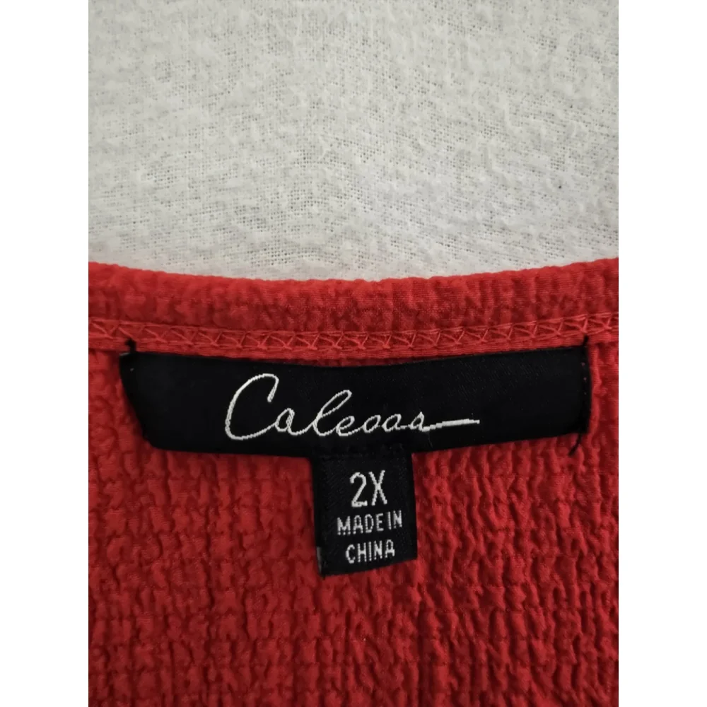 Calessa Black/red Stretchy Tunic Shirt 3/4sleeve Lace Detail. Ladies Sz 2x - Picture 5 of 10